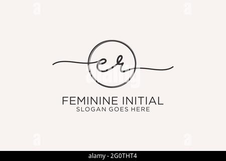 ER handwriting logo with circle template vector logo of initial signature, wedding, fashion, floral and botanical with creative template. Stock Vector