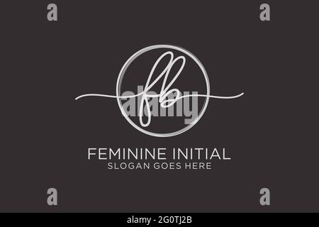 FB handwriting logo with circle template vector logo of initial signature, wedding, fashion, floral and botanical with creative template. Stock Vector