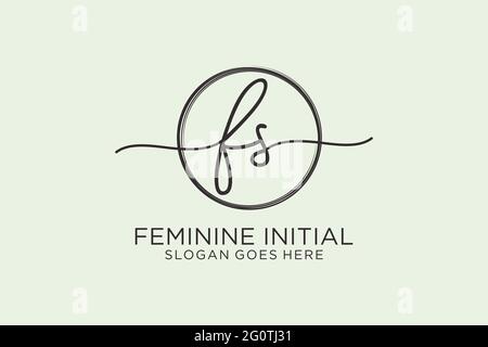FS handwriting logo with circle template vector logo of initial signature, wedding, fashion, floral and botanical with creative template. Stock Vector