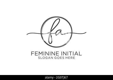 FA handwriting logo with circle template vector logo of initial signature, wedding, fashion, floral and botanical with creative template. Stock Vector