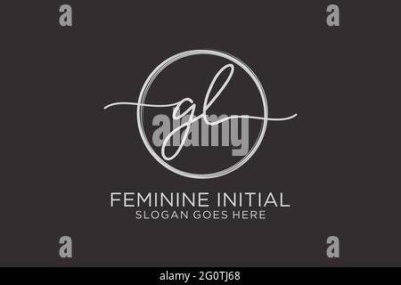 GL handwriting logo with circle template vector logo of initial signature, wedding, fashion, floral and botanical with creative template. Stock Vector