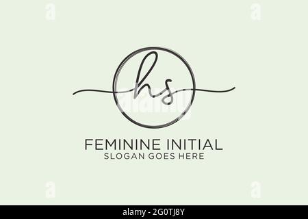 HS handwriting logo with circle template vector logo of initial signature, wedding, fashion, floral and botanical with creative template. Stock Vector