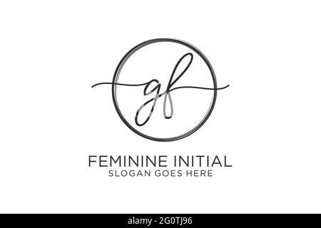 GF handwriting logo with circle template vector logo of initial signature, wedding, fashion, floral and botanical with creative template. Stock Vector