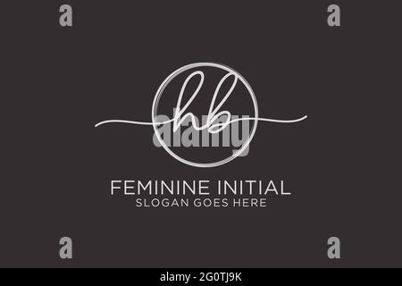 HB handwriting logo with circle template vector logo of initial signature, wedding, fashion, floral and botanical with creative template. Stock Vector