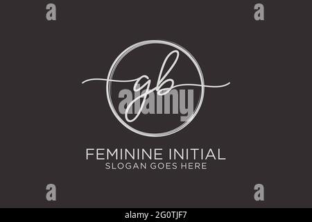 GB handwriting logo with circle template vector logo of initial signature, wedding, fashion, floral and botanical with creative template. Stock Vector