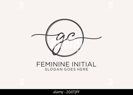 GC handwriting logo with circle template vector logo of initial signature, wedding, fashion, floral and botanical with creative template. Stock Vector