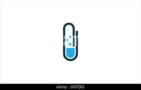 Lab Paper Clip office with bubbles  icon Logo design vector illustration Stock Vector