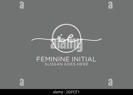 IE handwriting logo with circle template vector logo of initial signature, wedding, fashion, floral and botanical with creative template. Stock Vector