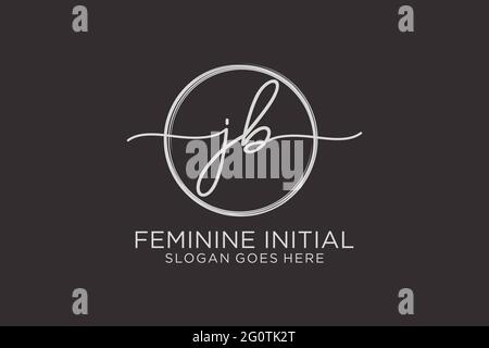 JB handwriting logo with circle template vector logo of initial signature, wedding, fashion, floral and botanical with creative template. Stock Vector