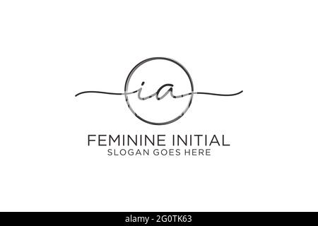 IA handwriting logo with circle template vector logo of initial signature, wedding, fashion, floral and botanical with creative template. Stock Vector