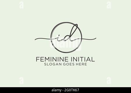 ID handwriting logo with circle template vector logo of initial signature, wedding, fashion, floral and botanical with creative template. Stock Vector