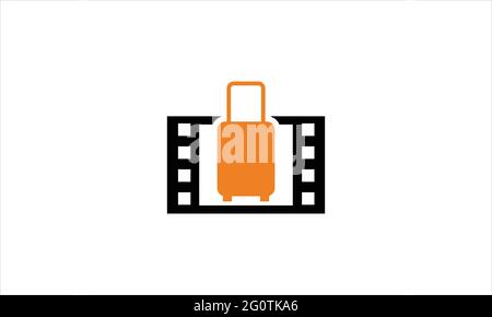 Luggage icon inside film movie icon logo design illustration Stock Vector