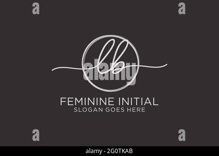 LB handwriting logo with circle template vector logo of initial signature, wedding, fashion, floral and botanical with creative template. Stock Vector