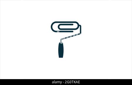 Paint roller icon Logo in minimal design vector illustration symbol design Stock Vector