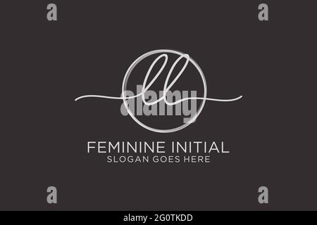 LL handwriting logo with circle template vector logo of initial signature, wedding, fashion, floral and botanical with creative template. Stock Vector