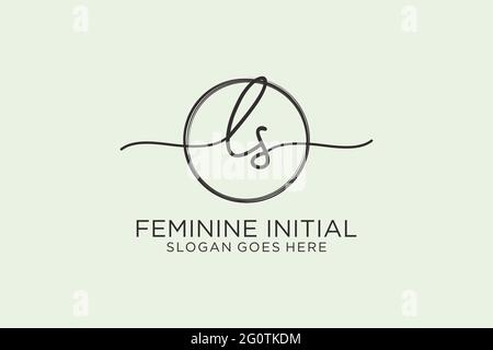 LS handwriting logo with circle template vector logo of initial signature, wedding, fashion, floral and botanical with creative template. Stock Vector