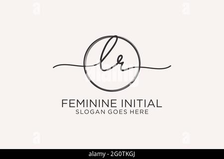 LR handwriting logo with circle template vector logo of initial signature, wedding, fashion, floral and botanical with creative template. Stock Vector