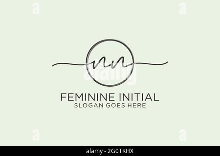 NN handwriting logo with circle template vector logo of initial signature, wedding, fashion, floral and botanical with creative template. Stock Vector