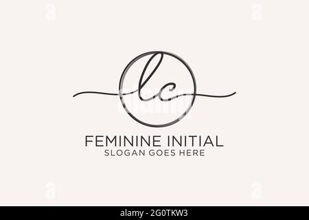 LC handwriting logo with circle template vector logo of initial signature, wedding, fashion, floral and botanical with creative template. Stock Vector