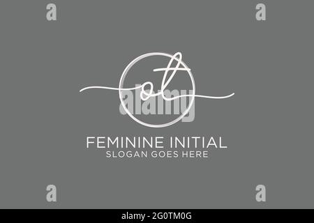 OT handwriting logo with circle template vector logo of initial signature, wedding, fashion, floral and botanical with creative template. Stock Vector