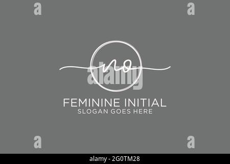 NO handwriting logo with circle template vector logo of initial signature, wedding, fashion, floral and botanical with creative template. Stock Vector