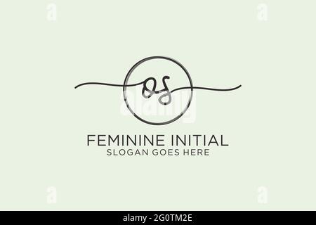 OS handwriting logo with circle template vector logo of initial signature, wedding, fashion, floral and botanical with creative template. Stock Vector