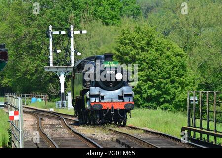 A standard class 4MT locomotive at Sheffield Park station on The Bluebell Railway. Stock Photo