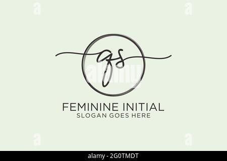 QS handwriting logo with circle template vector logo of initial signature, wedding, fashion, floral and botanical with creative template. Stock Vector
