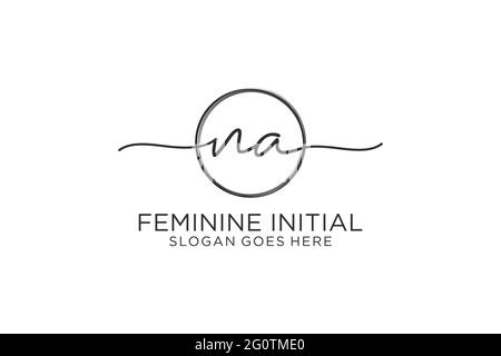 NA handwriting logo with circle template vector logo of initial signature, wedding, fashion, floral and botanical with creative template. Stock Vector