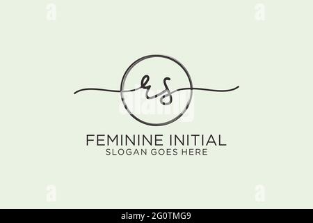 RS handwriting logo with circle template vector logo of initial signature, wedding, fashion, floral and botanical with creative template. Stock Vector
