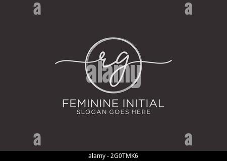 RG handwriting logo with circle template vector logo of initial signature, wedding, fashion, floral and botanical with creative template. Stock Vector
