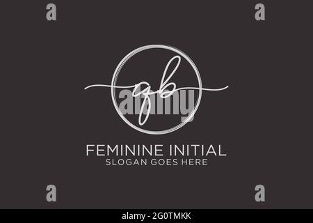 QB handwriting logo with circle template vector logo of initial signature, wedding, fashion, floral and botanical with creative template. Stock Vector