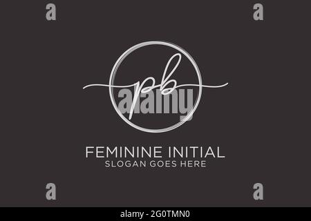 PB handwriting logo with circle template vector logo of initial signature, wedding, fashion, floral and botanical with creative template. Stock Vector