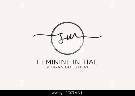 SW handwriting logo with circle template vector logo of initial signature, wedding, fashion, floral and botanical with creative template. Stock Vector