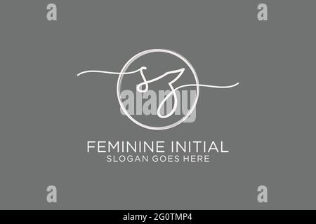SZ handwriting logo with circle template vector logo of initial signature, wedding, fashion, floral and botanical with creative template. Stock Vector