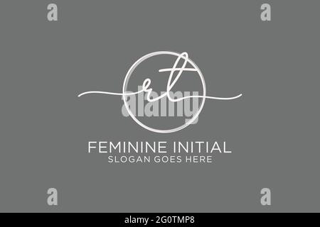 RT handwriting logo with circle template vector logo of initial signature, wedding, fashion, floral and botanical with creative template. Stock Vector