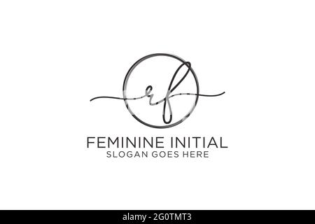 RF handwriting logo with circle template vector logo of initial signature, wedding, fashion, floral and botanical with creative template. Stock Vector