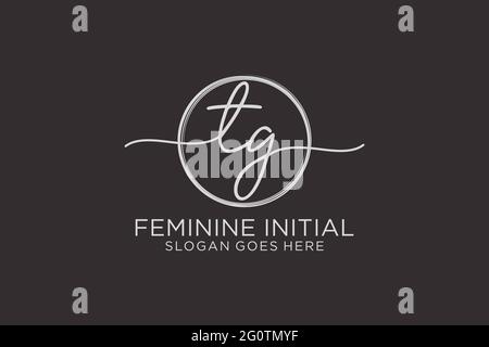 TG handwriting logo with circle template vector logo of initial signature, wedding, fashion, floral and botanical with creative template. Stock Vector