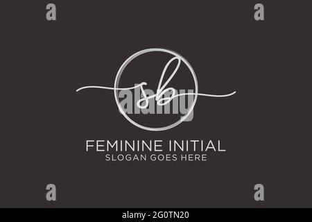 SB handwriting logo with circle template vector logo of initial signature, wedding, fashion, floral and botanical with creative template. Stock Vector