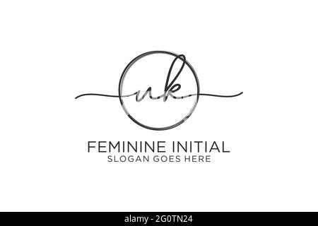 UK handwriting logo with circle template vector logo of initial signature, wedding, fashion, floral and botanical with creative template. Stock Vector
