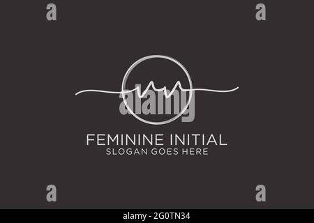 VV handwriting logo with circle template vector logo of initial signature, wedding, fashion, floral and botanical with creative template. Stock Vector