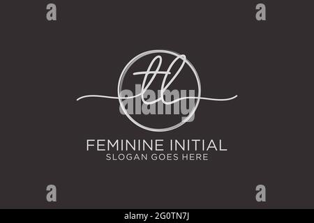 TL handwriting logo with circle template vector logo of initial signature, wedding, fashion, floral and botanical with creative template. Stock Vector