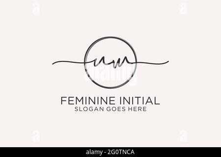 UW handwriting logo with circle template vector logo of initial signature, wedding, fashion, floral and botanical with creative template. Stock Vector