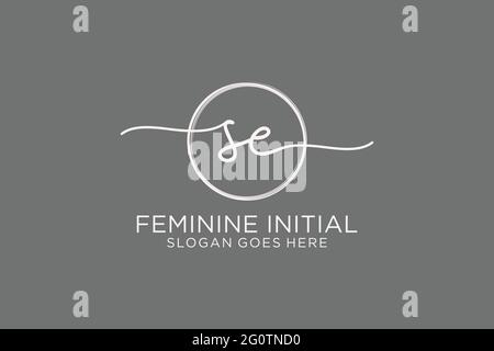 SE handwriting logo with circle template vector logo of initial signature, wedding, fashion, floral and botanical with creative template. Stock Vector