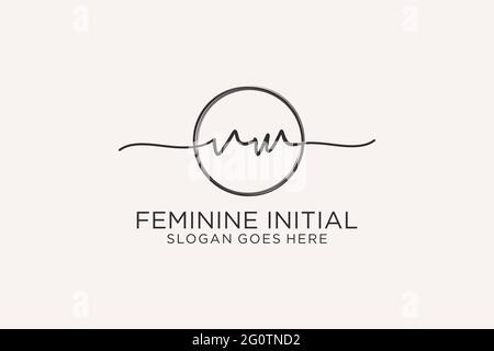 VW handwriting logo with circle template vector logo of initial signature, wedding, fashion, floral and botanical with creative template. Stock Vector
