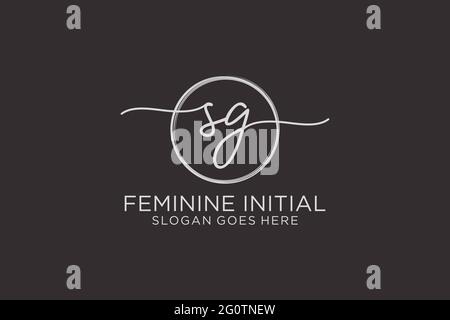 SG handwriting logo with circle template vector logo of initial signature, wedding, fashion, floral and botanical with creative template. Stock Vector