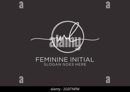 WL handwriting logo with circle template vector logo of initial signature, wedding, fashion, floral and botanical with creative template. Stock Vector