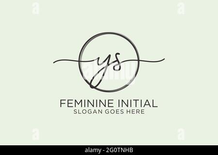YS handwriting logo with circle template vector logo of initial signature, wedding, fashion, floral and botanical with creative template. Stock Vector