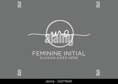 WO handwriting logo with circle template vector logo of initial signature, wedding, fashion, floral and botanical with creative template. Stock Vector