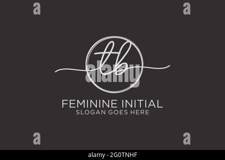TB handwriting logo with circle template vector logo of initial signature, wedding, fashion, floral and botanical with creative template. Stock Vector